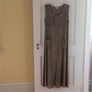 Vintage 90s Blue Sky Green Summer maxi dress